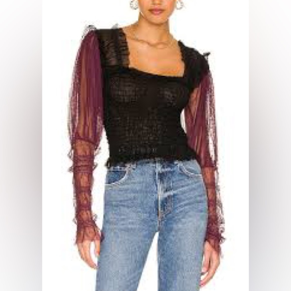 Brand new with tags Free People Nothing Sweeter top in plum/black size xs